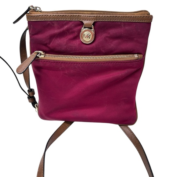 Michael Kors Handbags - MICHAEL KORS Kempton Claret Burgundy Nylon Pocket Crossbody Bag